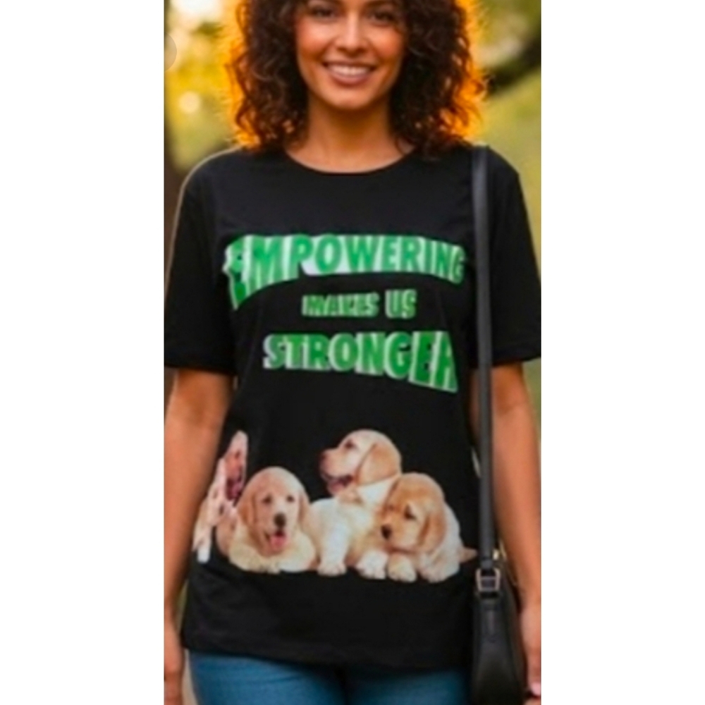 Zara Black T-Shirt,  Short Sleeves, M,  Puppies,  NWT ✔️
